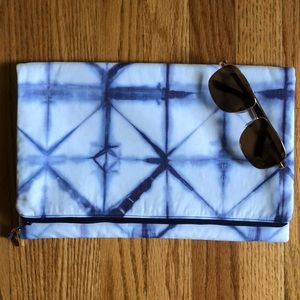 Fold Over Clutch, Hand Dyed, Handmade  Shibori Dye